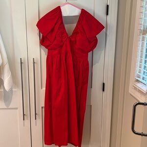 J. Crew Cicily Dress in Cotton Poplin. Red